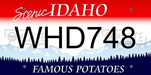 WHD748 Idaho License Plate