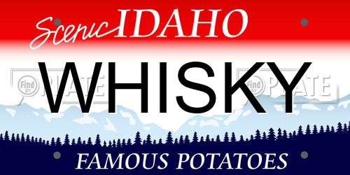 WHISKY Idaho License Plate