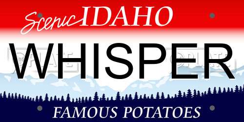 WHISPER Idaho License Plate