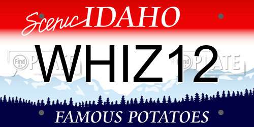 WHIZ12 Idaho License Plate