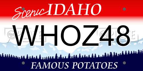 WHOZ48 Idaho License Plate