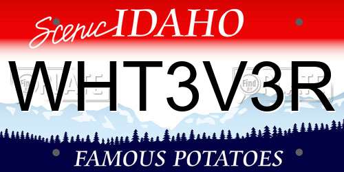 WHT3V3R Idaho License Plate
