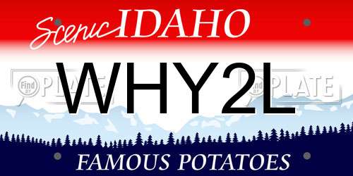 WHY2L Idaho License Plate