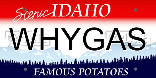 WHYGAS Idaho License Plate