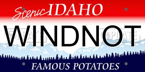 WINDNOT Idaho License Plate
