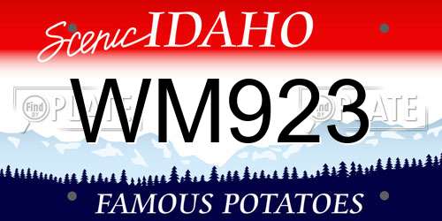 WM923 Idaho License Plate