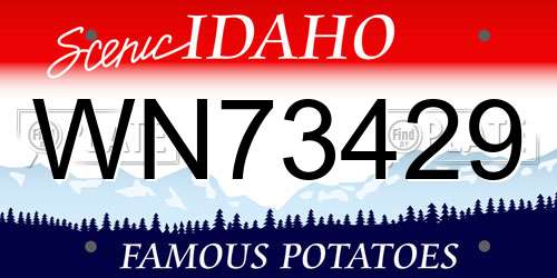 WN73429 Idaho License Plate