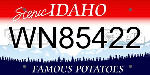 WN85422 Idaho License Plate