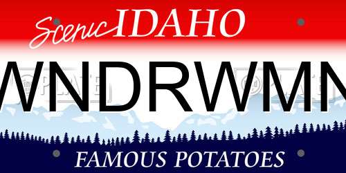 WNDRWMN Idaho License Plate