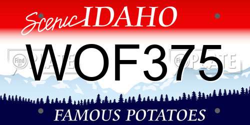 WOF375 Idaho License Plate