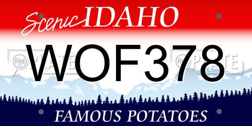 WOF378 Idaho License Plate