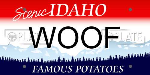WOOF Idaho License Plate
