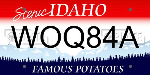 WOQ84A Idaho License Plate
