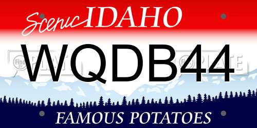 WQDB44 Idaho License Plate