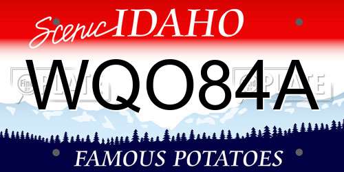 WQO84A Idaho License Plate