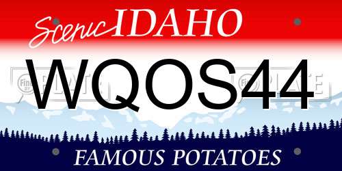 WQOS44 Idaho License Plate
