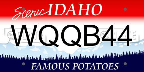 WQQB44 Idaho License Plate