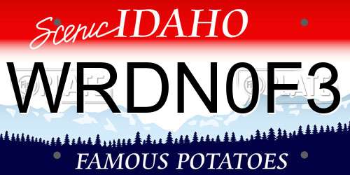 WRDN0F3 Idaho License Plate