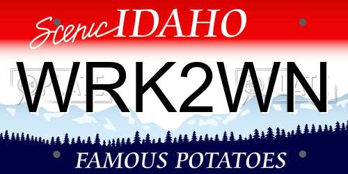 WRK2WN Idaho License Plate