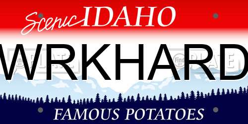 WRKHARD Idaho License Plate