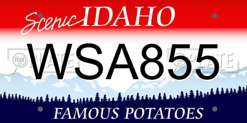 WSA855 Idaho License Plate