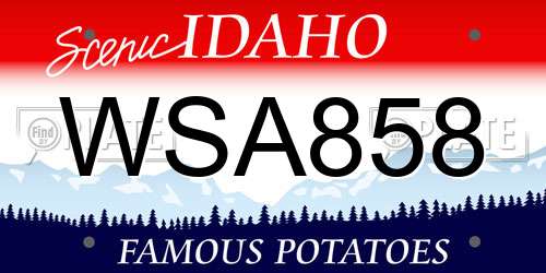 WSA858 Idaho License Plate