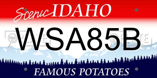 WSA85B Idaho License Plate