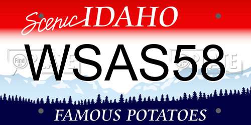 WSAS58 Idaho License Plate