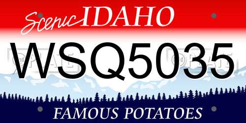 WSQ5035 Idaho License Plate