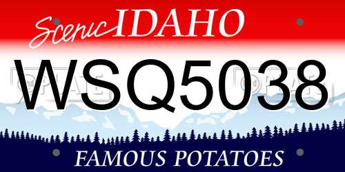 WSQ5038 Idaho License Plate