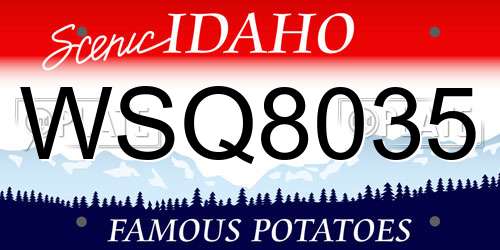 WSQ8035 Idaho License Plate