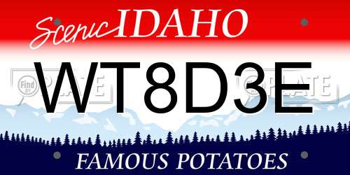 WT8D3E Idaho License Plate