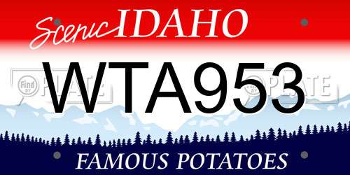 WTA953 Idaho License Plate