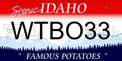WTBO33 Idaho License Plate