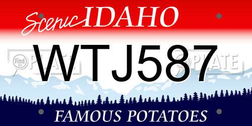 WTJ587 Idaho License Plate