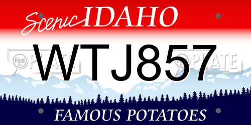 WTJ857 Idaho License Plate