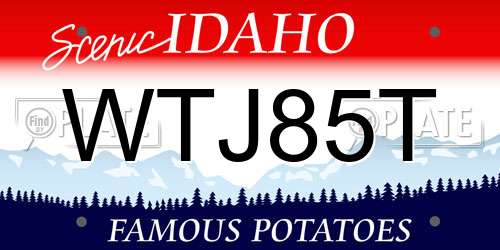 WTJ85T Idaho License Plate