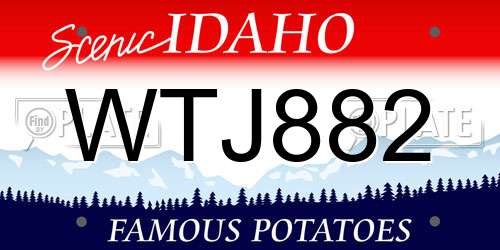 WTJ882 Idaho License Plate