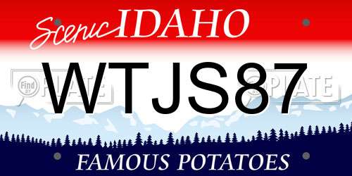 WTJS87 Idaho License Plate