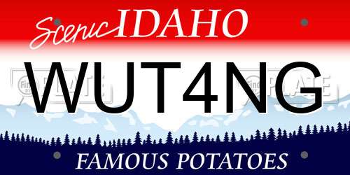 WUT4NG Idaho License Plate