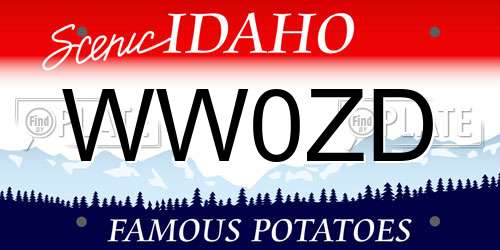 WW0ZD Idaho License Plate