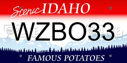 WZBO33 Idaho License Plate