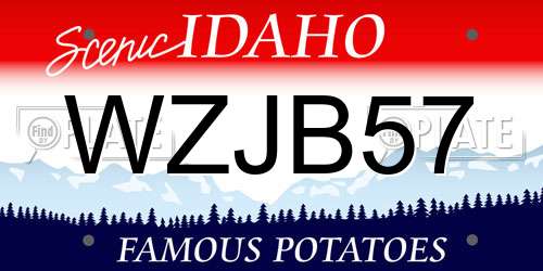 WZJB57 Idaho License Plate