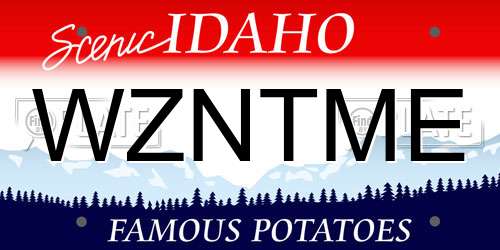 WZNTME Idaho License Plate