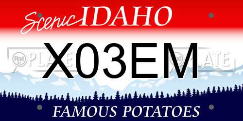 X03EM Idaho License Plate