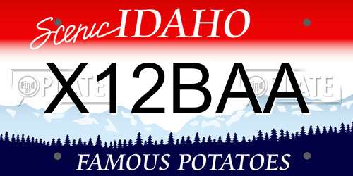X12BAA Idaho License Plate