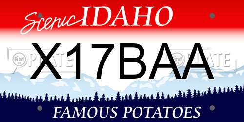 X17BAA Idaho License Plate