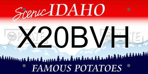 X20BVH Idaho License Plate