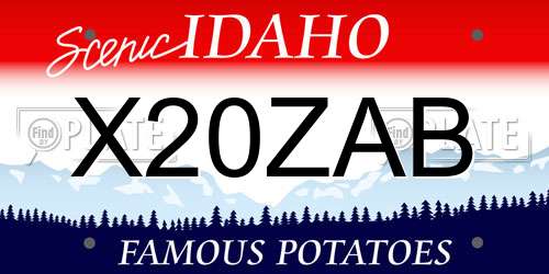 X20ZAB Idaho License Plate
