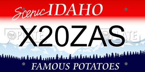X20ZAS Idaho License Plate